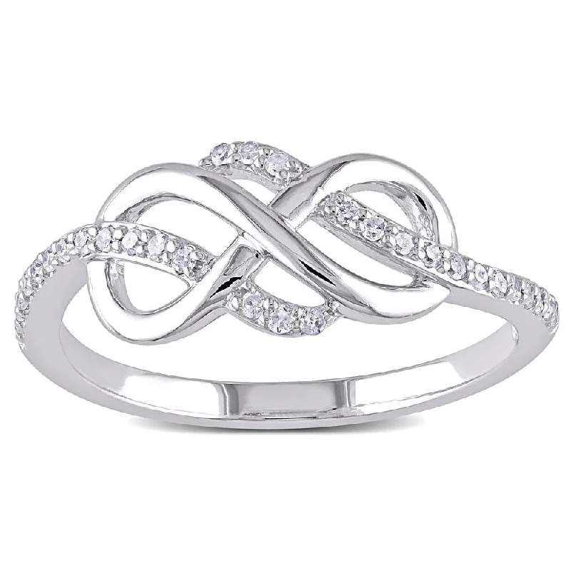 bold statement ring for women -Miadora 10k White Gold 1/6ct TDW Diamond Infinity Ring