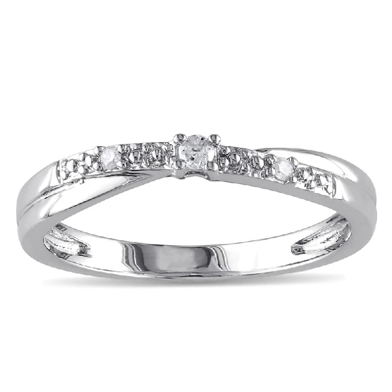 crystal band ring for women -Miadora 10k White Gold Diamond Promise Ring