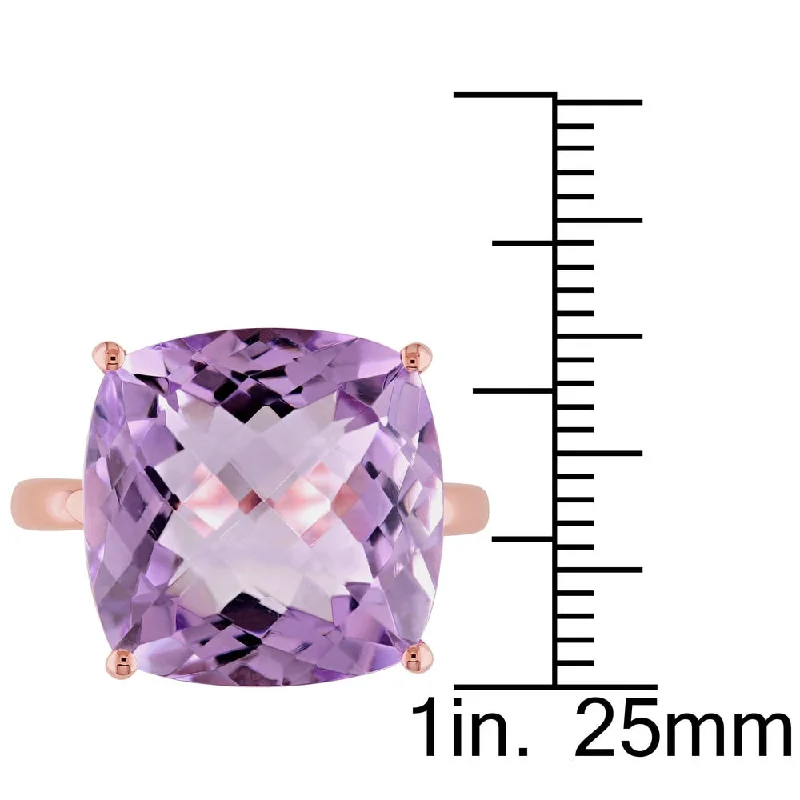 butterfly statement ring for girls -Miadora 14k Rose Gold Cushion-cut Pink Amethyst Cocktail Ring