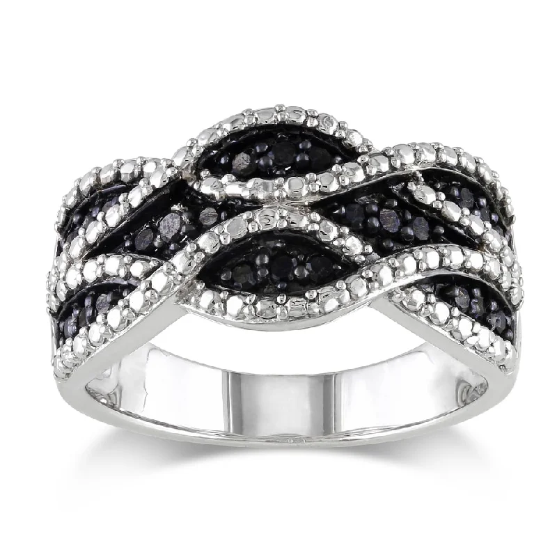 statement ring for special occasions -Miadora Sterling Silver 1/4ct TDW Black Diamond Ring