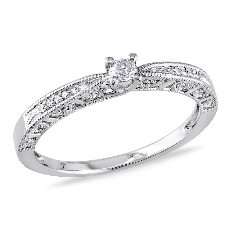 promise ring for couples -Miadora Sterling Silver Diamond Promise Ring