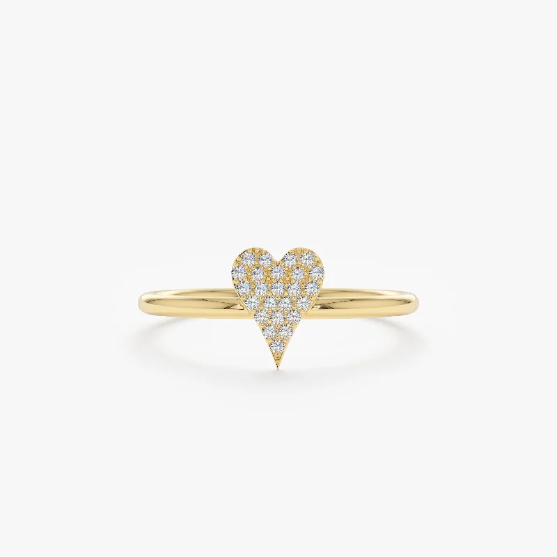 midi ring for women -Micro Pave Diamond Heart Ring, Natalie