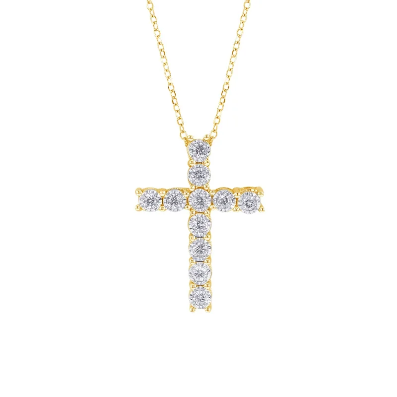 adjustable necklace for women -Mirage Diamond Cross Necklace 1/4ct