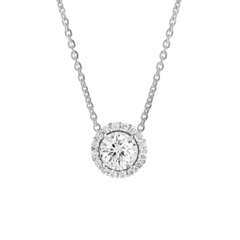 personalized handwriting necklace -Mirage Halo Diamond Necklace 1/4ct