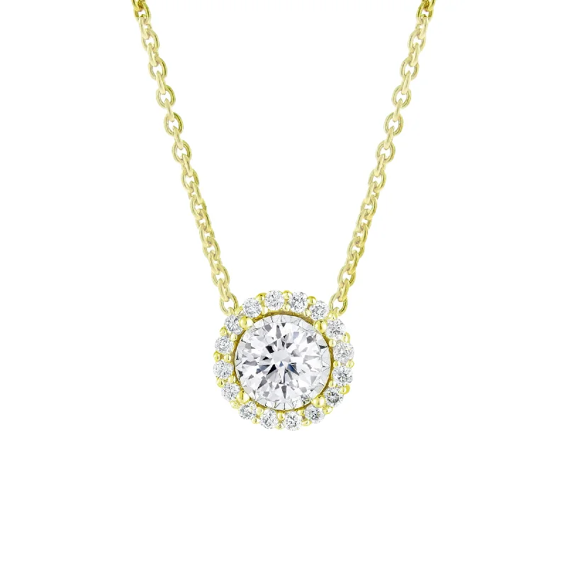 bar necklace for women -Mirage Halo Diamond Necklace 2/5ct