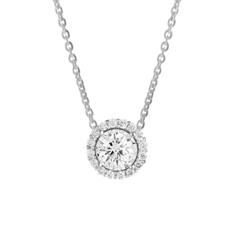 matching couple necklaces -Mirage Halo Diamond Necklace 3/5ct