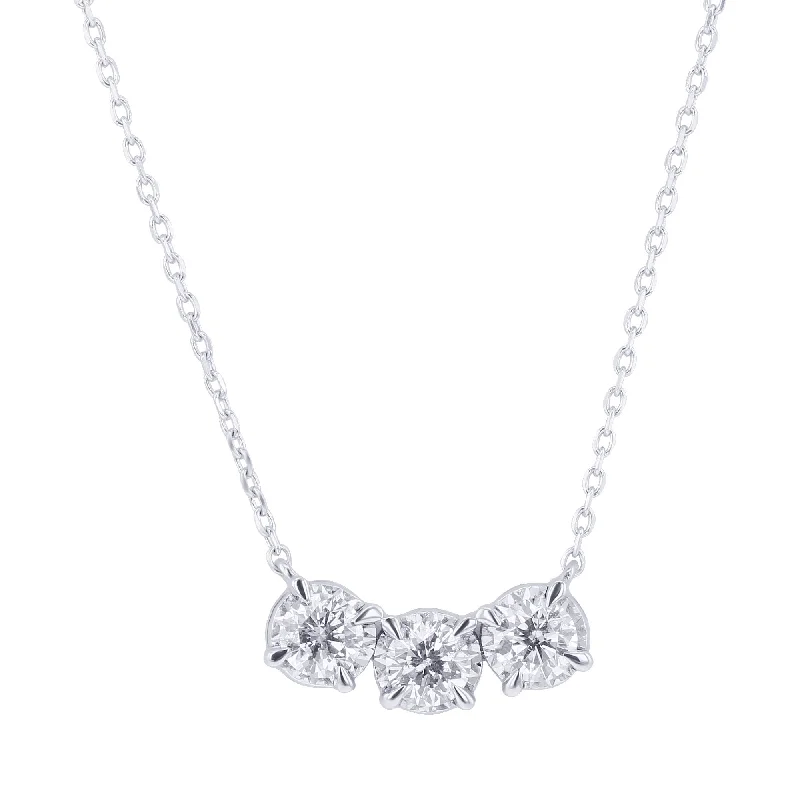 cubic zirconia necklace for women -Mirage Three Stone Diamond Necklace 1/2 ct