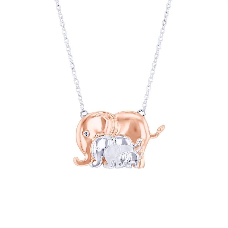 diamond pendant necklace for women -Mommy and Me Elephant 3 Child Diamond Necklace