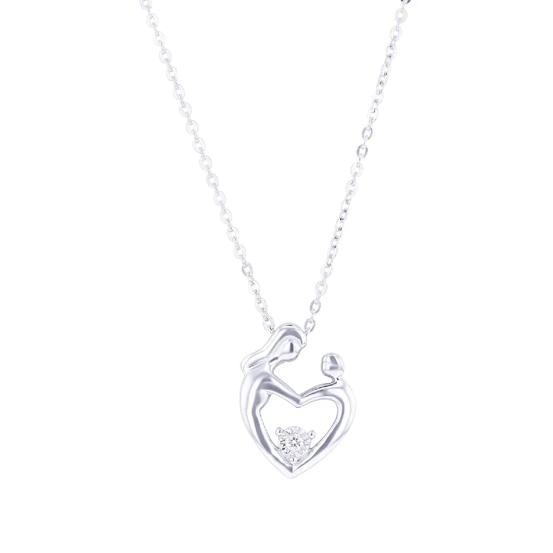 gold pendant necklace for women -Mother's Embrace Diamond Heart Necklace