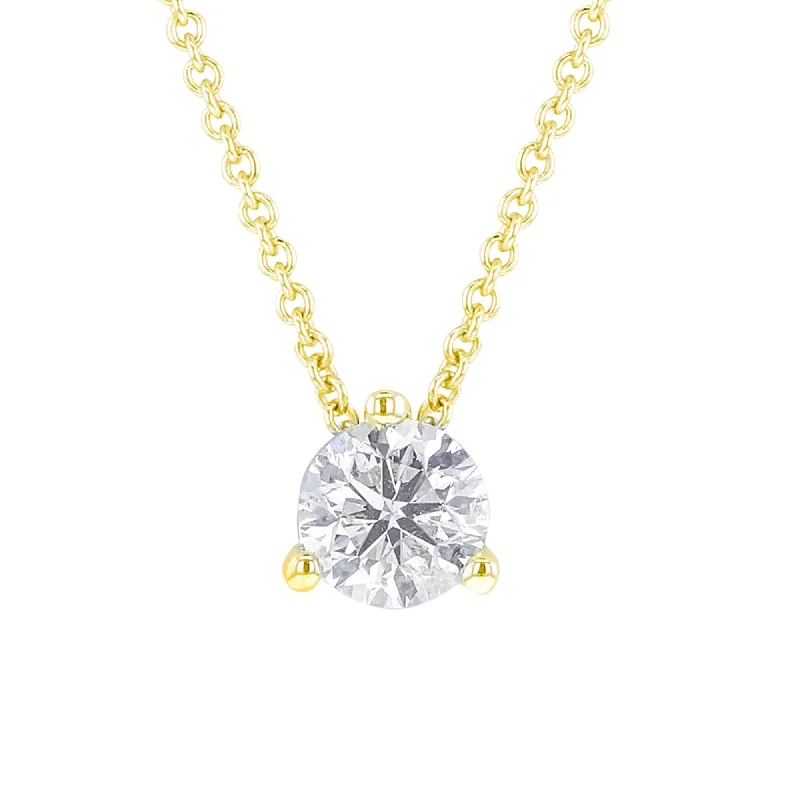 dainty gold necklace for layering -Naked Solitaire Diamond Necklace 1/3ct