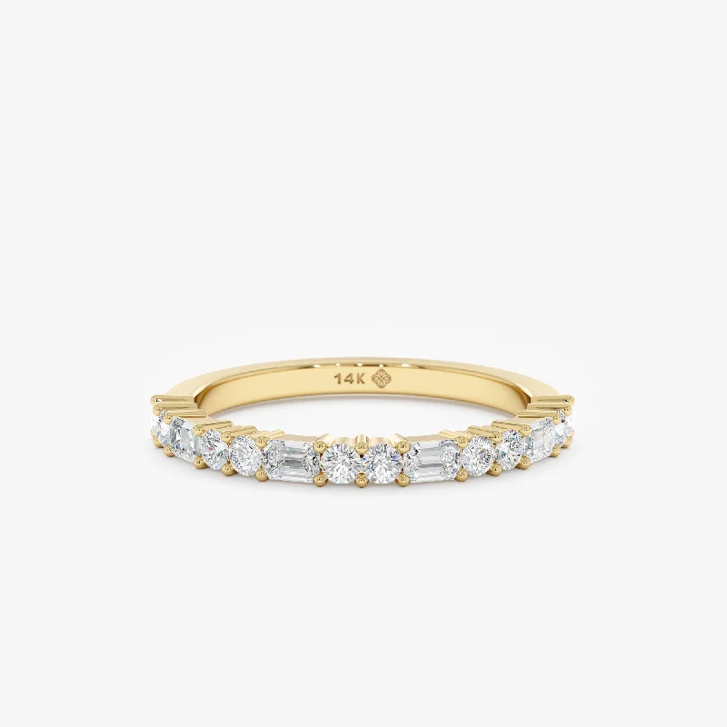 simple gold midi ring -Natural Diamond Half Eternity Ring, Cora