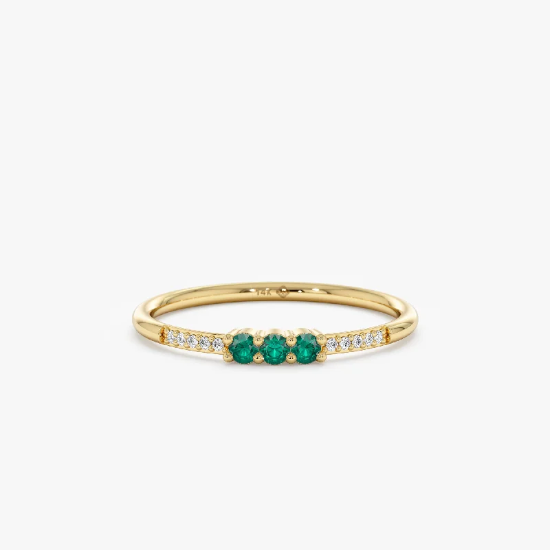 braided band ring for men -Natural Emerald and Diamond Ring, Jamie