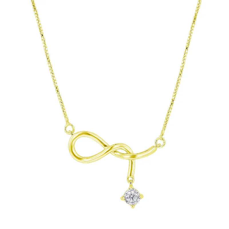 crystal pendant necklace for women -Naughty Knot Gold and Diamond Necklace