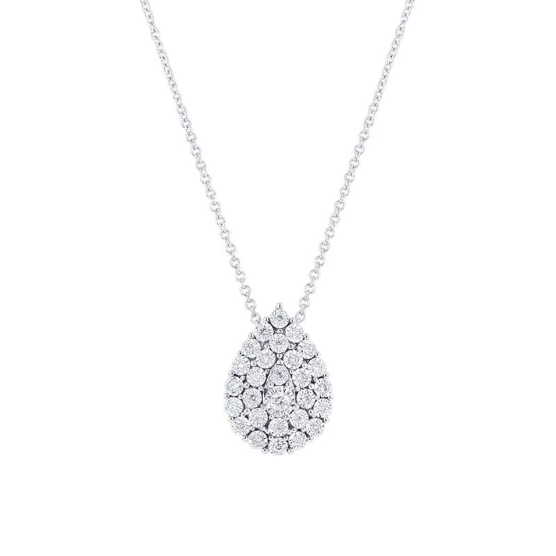 diamond pendant necklace for women -Nebula Pear Cluster Diamond Necklace 1/6ct