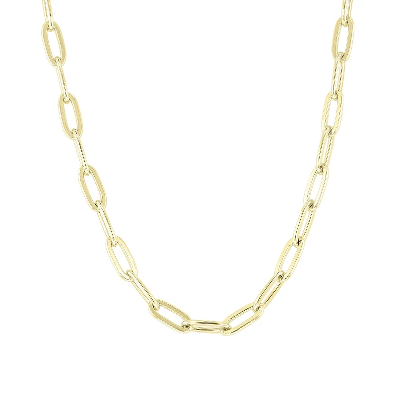 bar necklace for women -Nola 22" 5.6mm Silver Paper Clip Chain