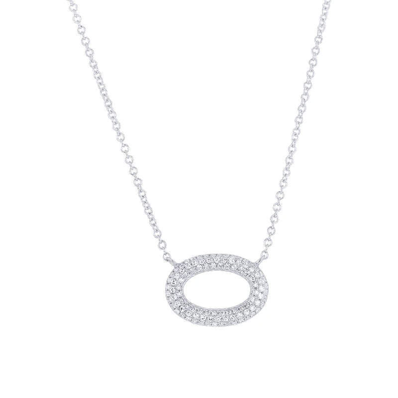 pearl necklace for brides -Oasis Pave Oval Diamond Necklace