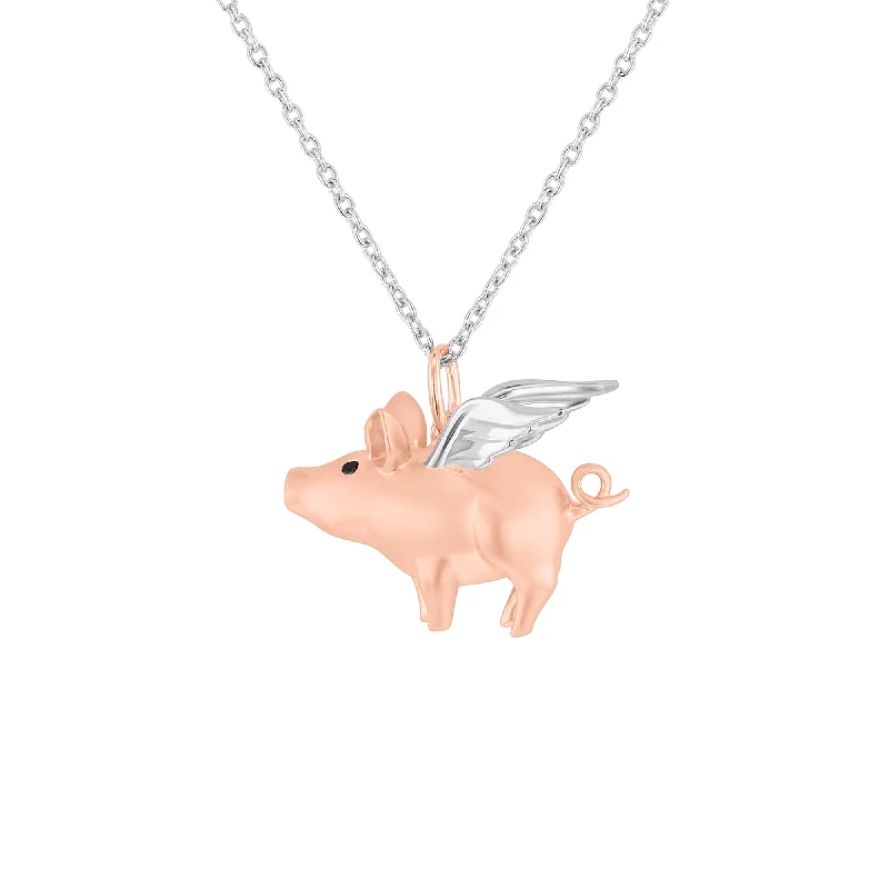 minimalist silver necklace for men -Octavian Flying Pig Diamond Necklace