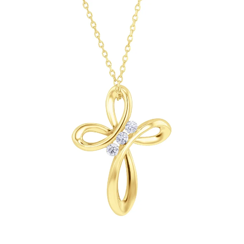 gold chain necklace for men -Open Loop Cross Diamond Necklace