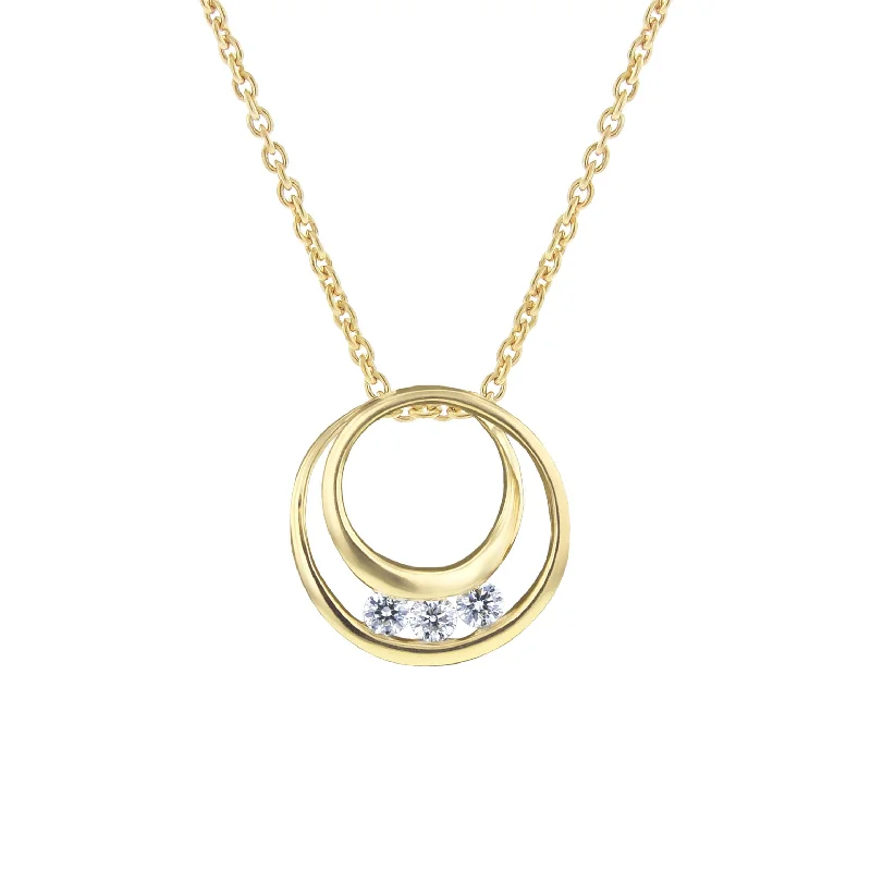 long pendant necklace for layering -Past Present Future Circle Diamond Necklace 1/5ct