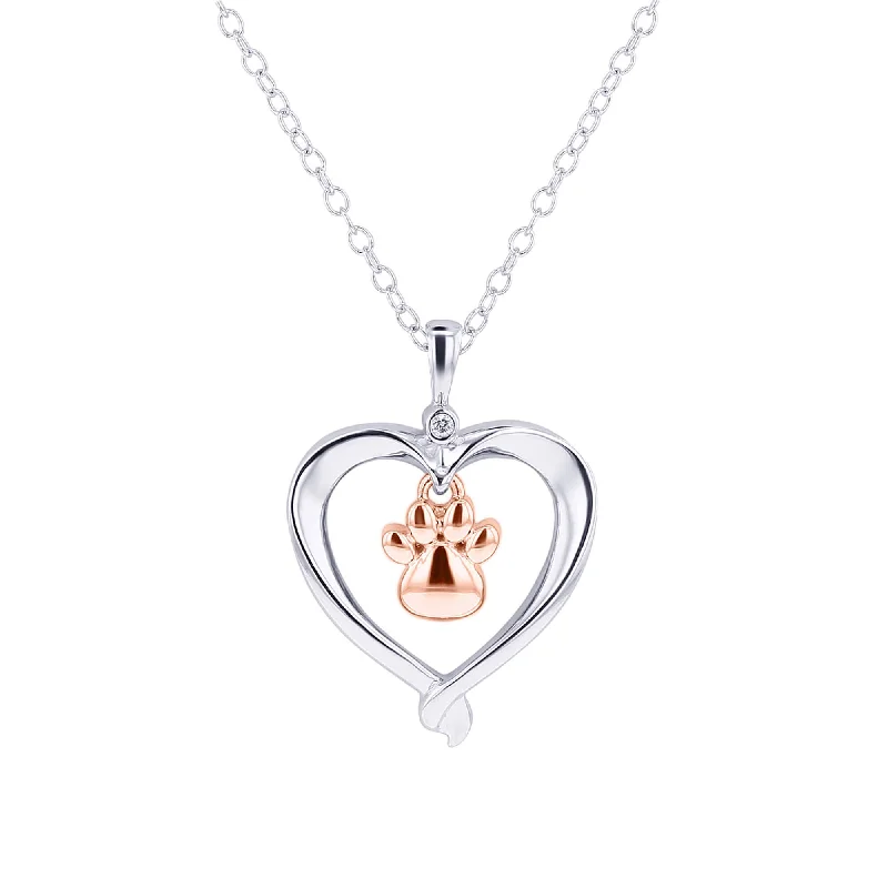 tiny heart necklace for daily wear -Paw to my Heart Diamond Necklace