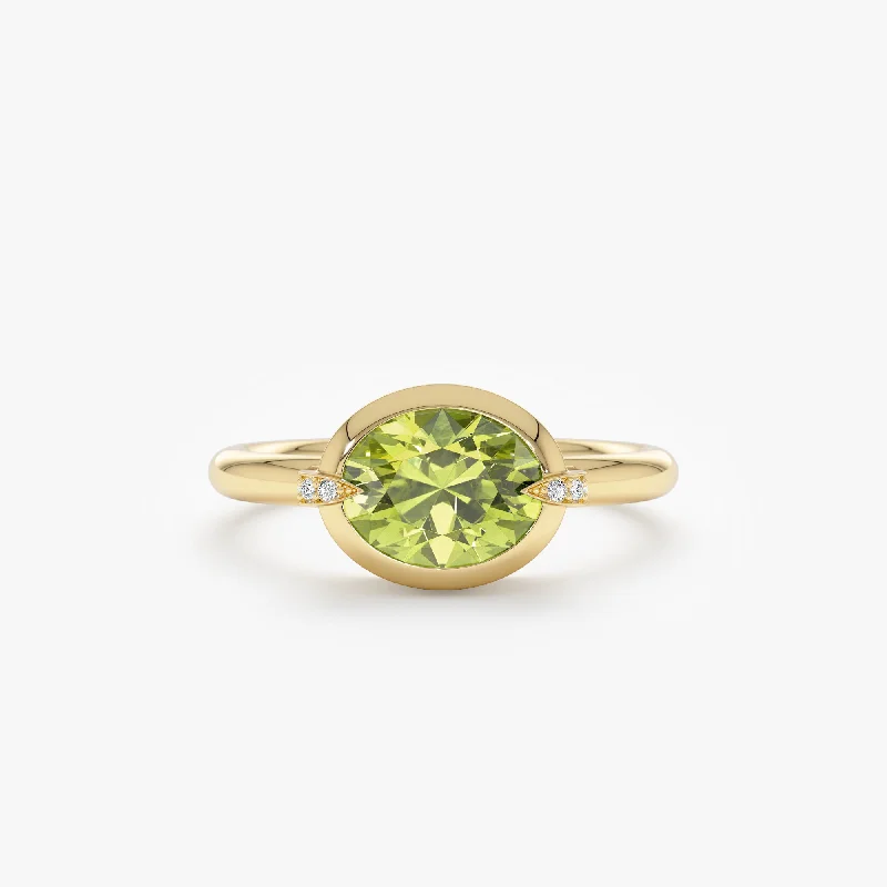 spiritual ring for protection -Peridot and Claw Diamond Accent Ring, Xiomara