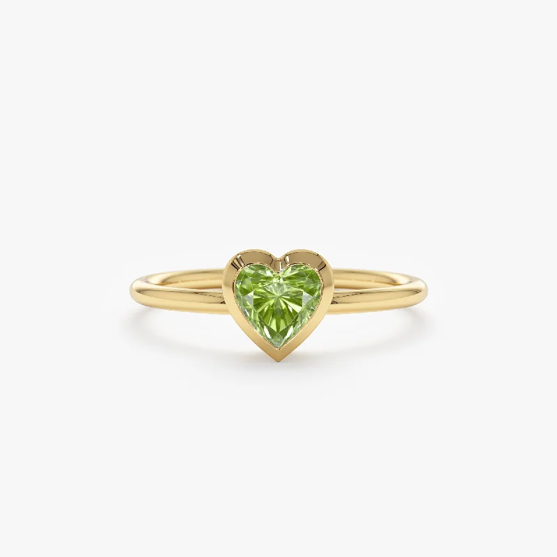 black onyx ring for men -Peridot Heart Ring, Ashly