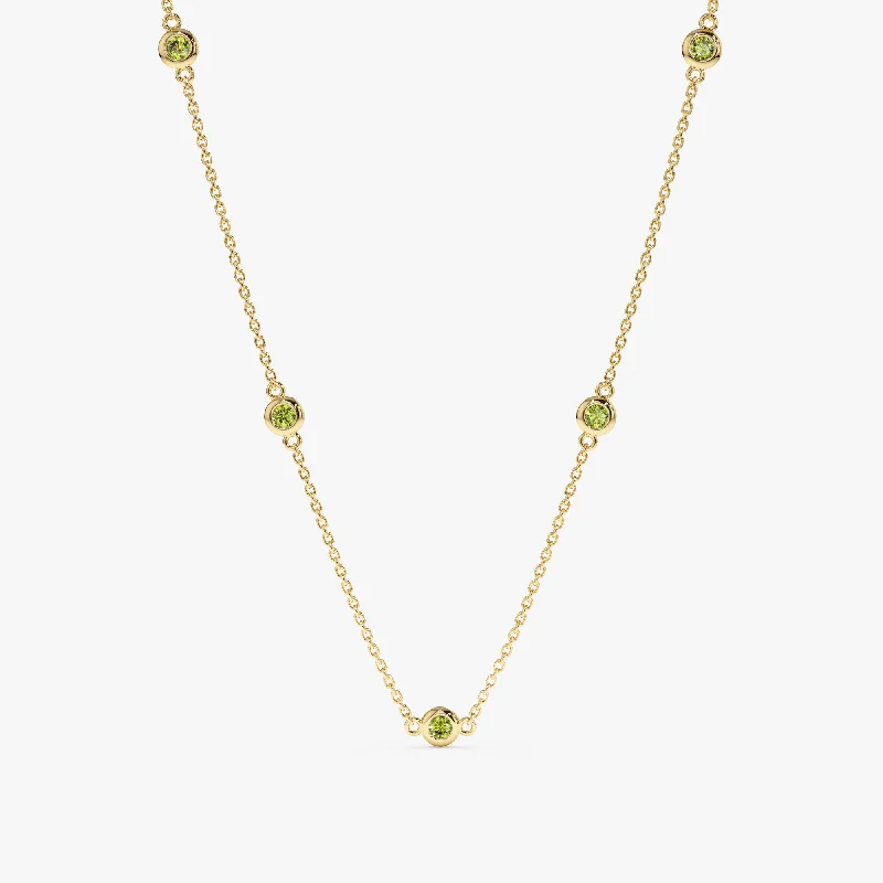 boho style necklace for women -Peridot Station Necklace, Gwen