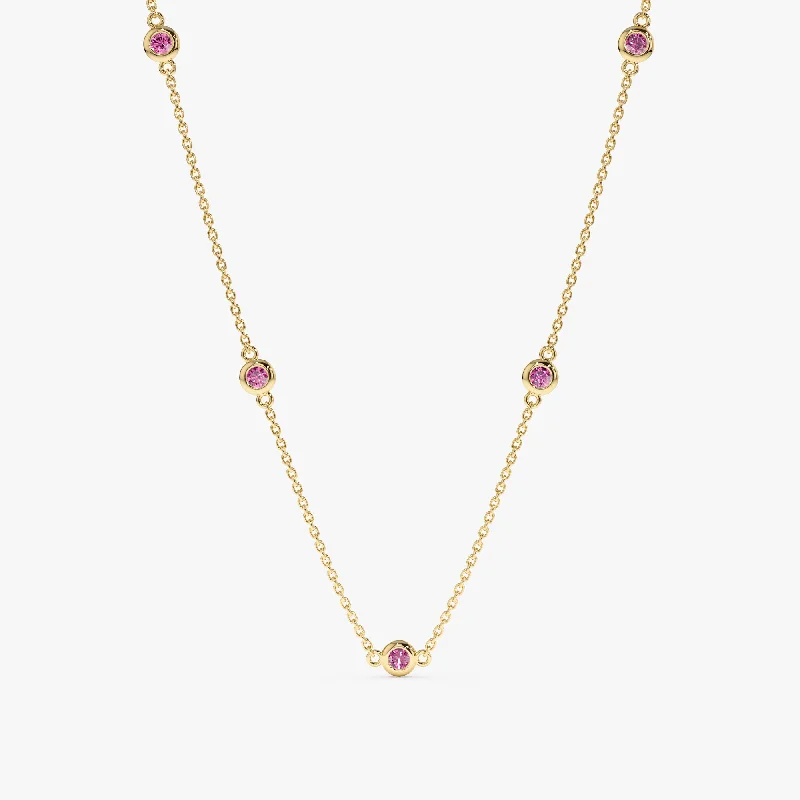 infinity necklace for women -Pink Sapphire Station Necklace, Gwen