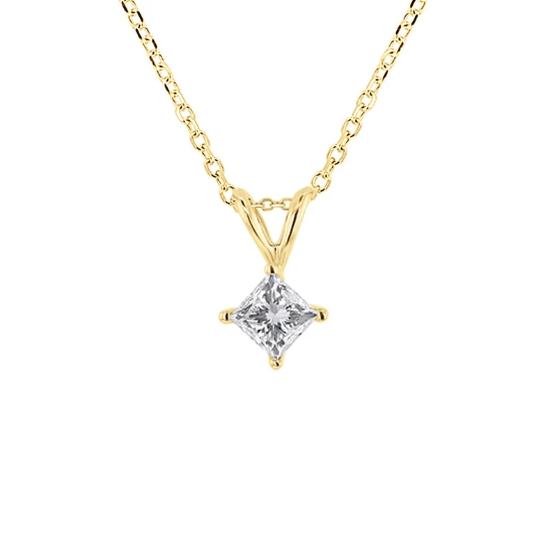 butterfly charm necklace for girls -Princess Solitaire Diamond Necklace 1/4ct