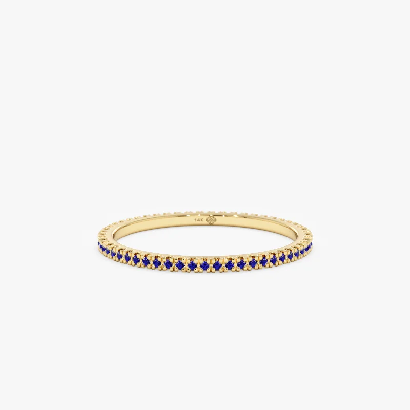 butterfly ring for girls -Prong Set Blue Sapphire Eternity Band, Kiki