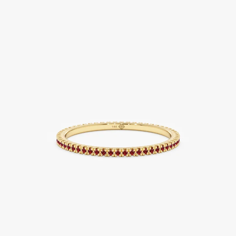 zodiac sign ring for women -Prong Set Ruby Eternity Band, Kiki