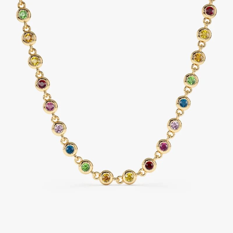 tree of life necklace for women -Rainbow Sapphire Tennis Necklace, Petra