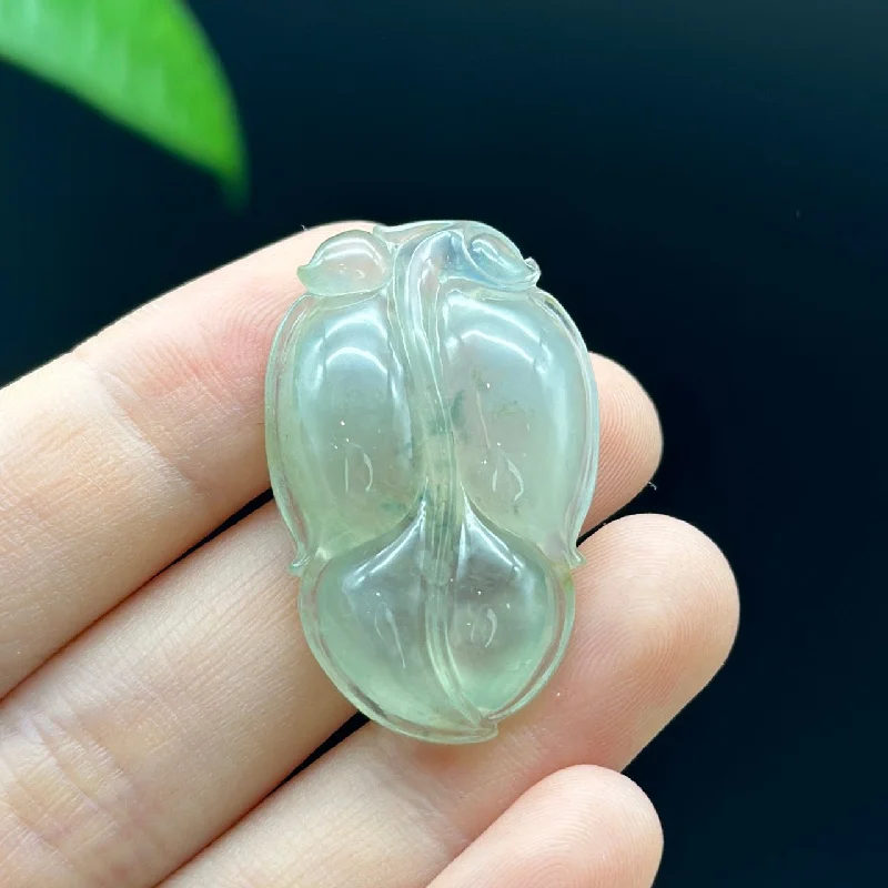 engraved birthstone necklace for moms -RealJade® Co. Genuine Ice Jadeite Jade Jin Zhi Yu Ye (Leaf) Necklace