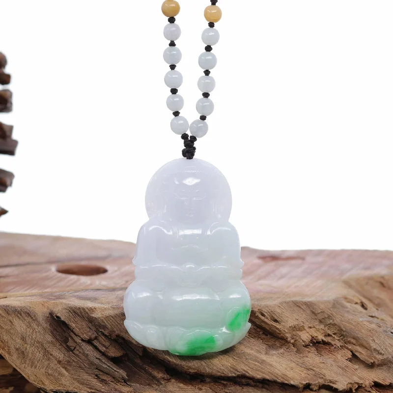 adjustable necklace for women -RealJade® Co. "Goddess of Compassion" Genuine Burmese Jadeite Jade Guanyin Lotus Necklace