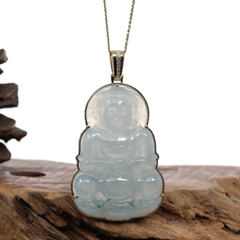 heart locket necklace for gifts -RealJade® Co. 14k "Goddess of Compassion" Genuine Burmese Jadeite Jade Guanyin Necklace With Good Luck Design