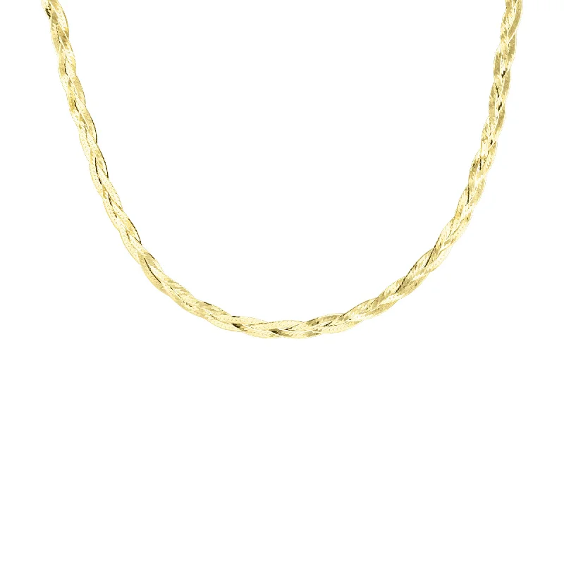 small pendant necklace for minimalist style -Roma Gold Braided Herringbone Chain Necklace