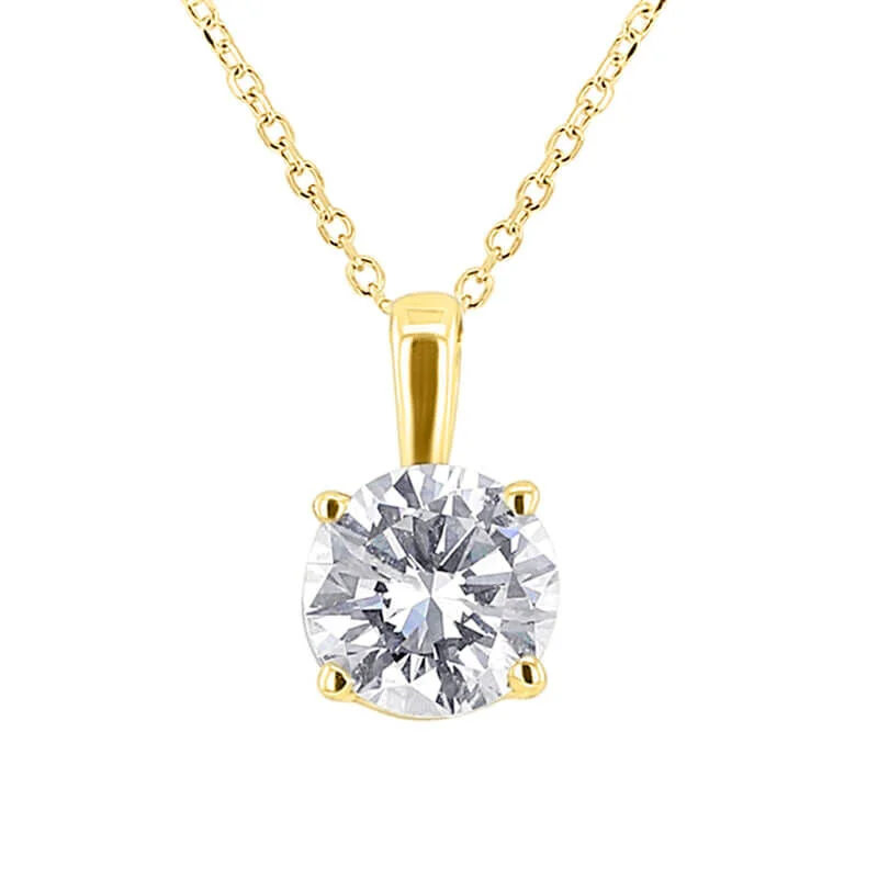 custom coordinate necklace for gifts -Round Solitaire Diamond Necklace 1ct