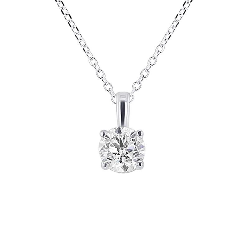 boho style necklace for women -Round Solitaire Diamond Necklace 3/8ct