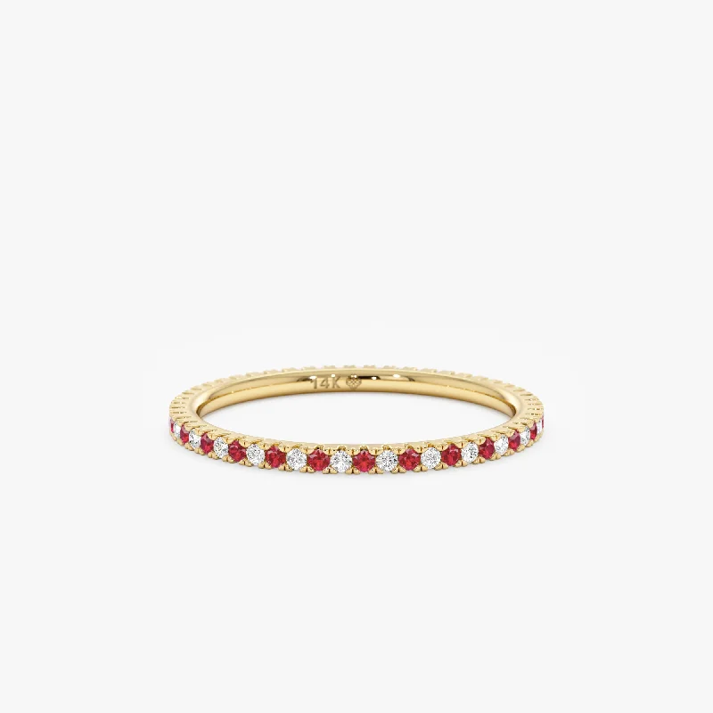 gold coin ring for women -Ruby and Diamond Eternity Ring, Kiki