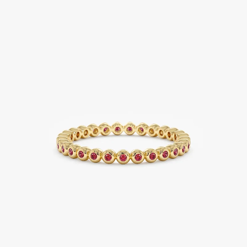 personalized name ring for women -Ruby Eternity Band, Nyra