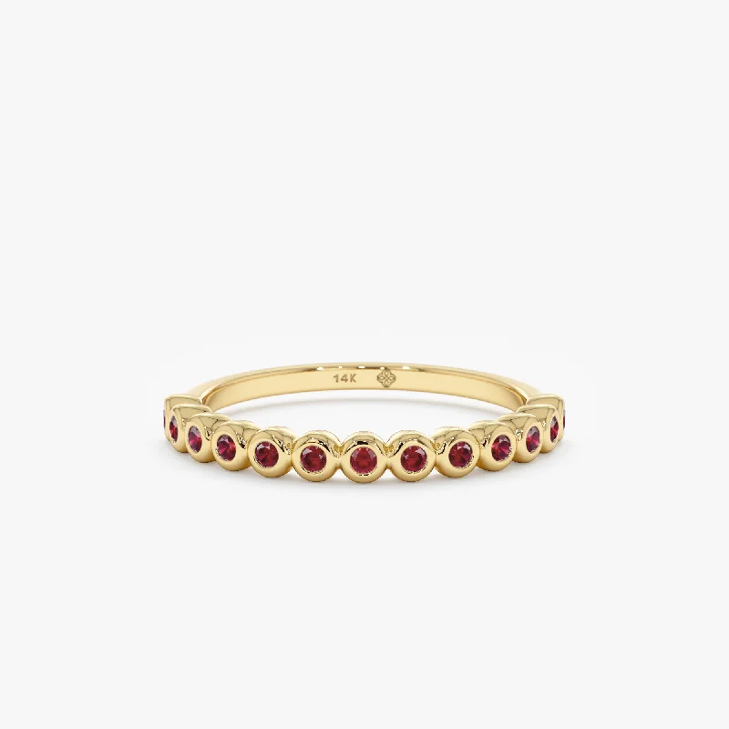 layered midi ring for women -Ruby Half Eternity Band, Arleth