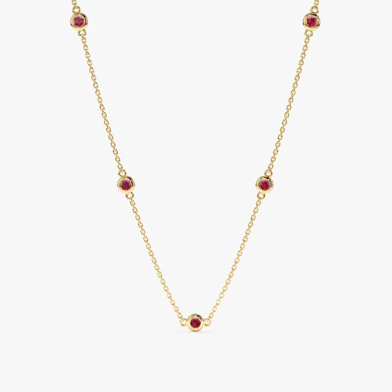 rose gold necklace for women -Ruby Station Necklace, Gwen