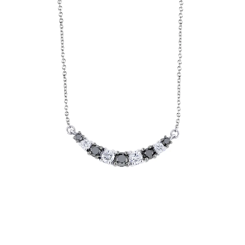 bar necklace for women -Salem Black & White Diamond Necklace