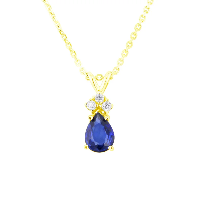 nameplate necklace for women -Sapphire and Diamond Droplet Necklace