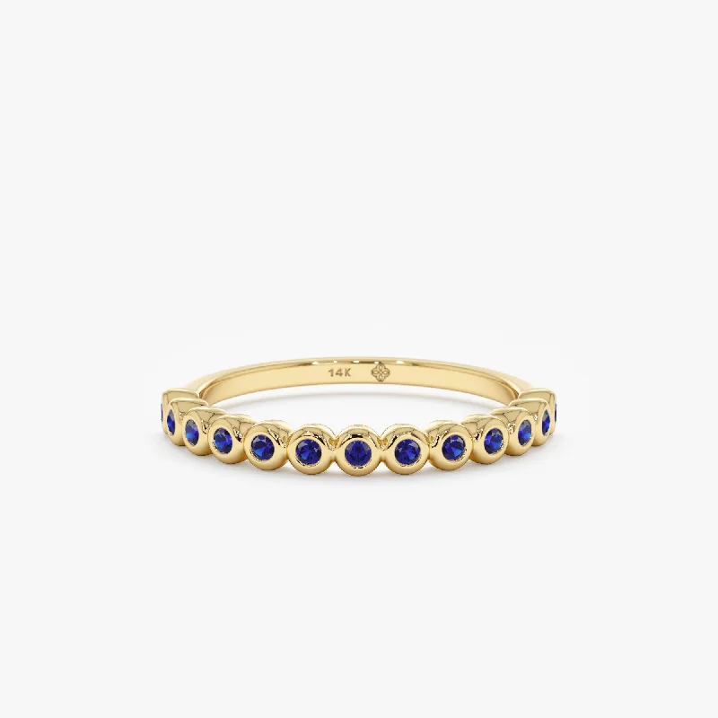 zodiac charm ring for women -Sapphire Half Eternity Band, Arleth