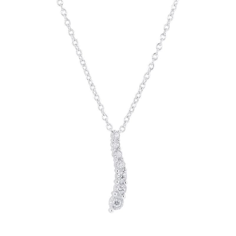 zodiac sign necklace for women -Silver Cascade Diamond Necklace