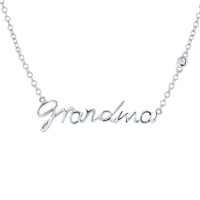 long pendant necklace for layering -Silver Grandma Diamond Necklace