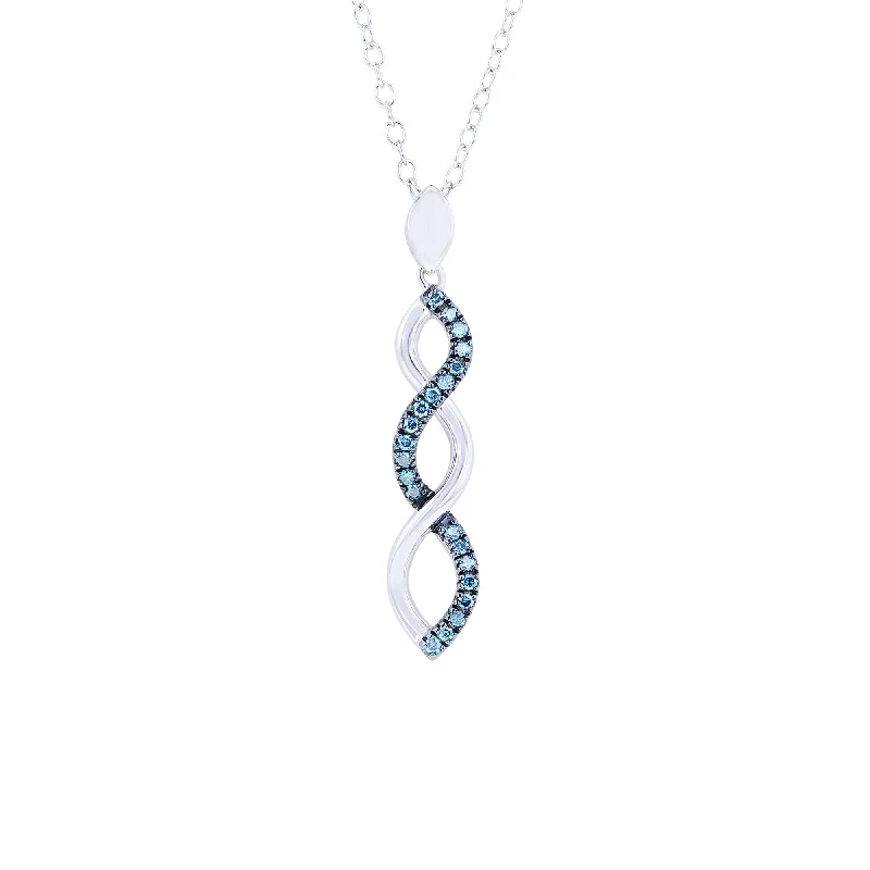 gemstone necklace for women -Silver Infinity Blue Diamond Necklace