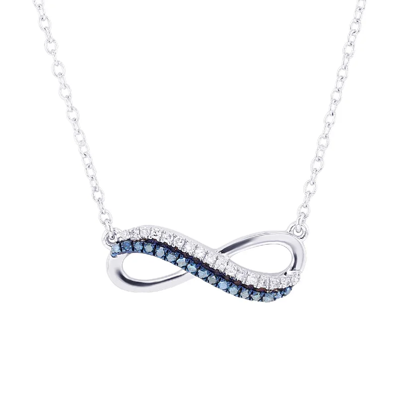 rose gold necklace for women -Silver Legacy Blue and White Diamond Necklace