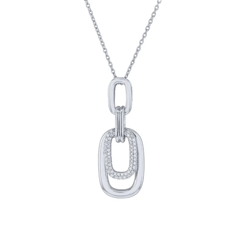 sapphire pendant necklace for women -Silver Link Diamond Necklace